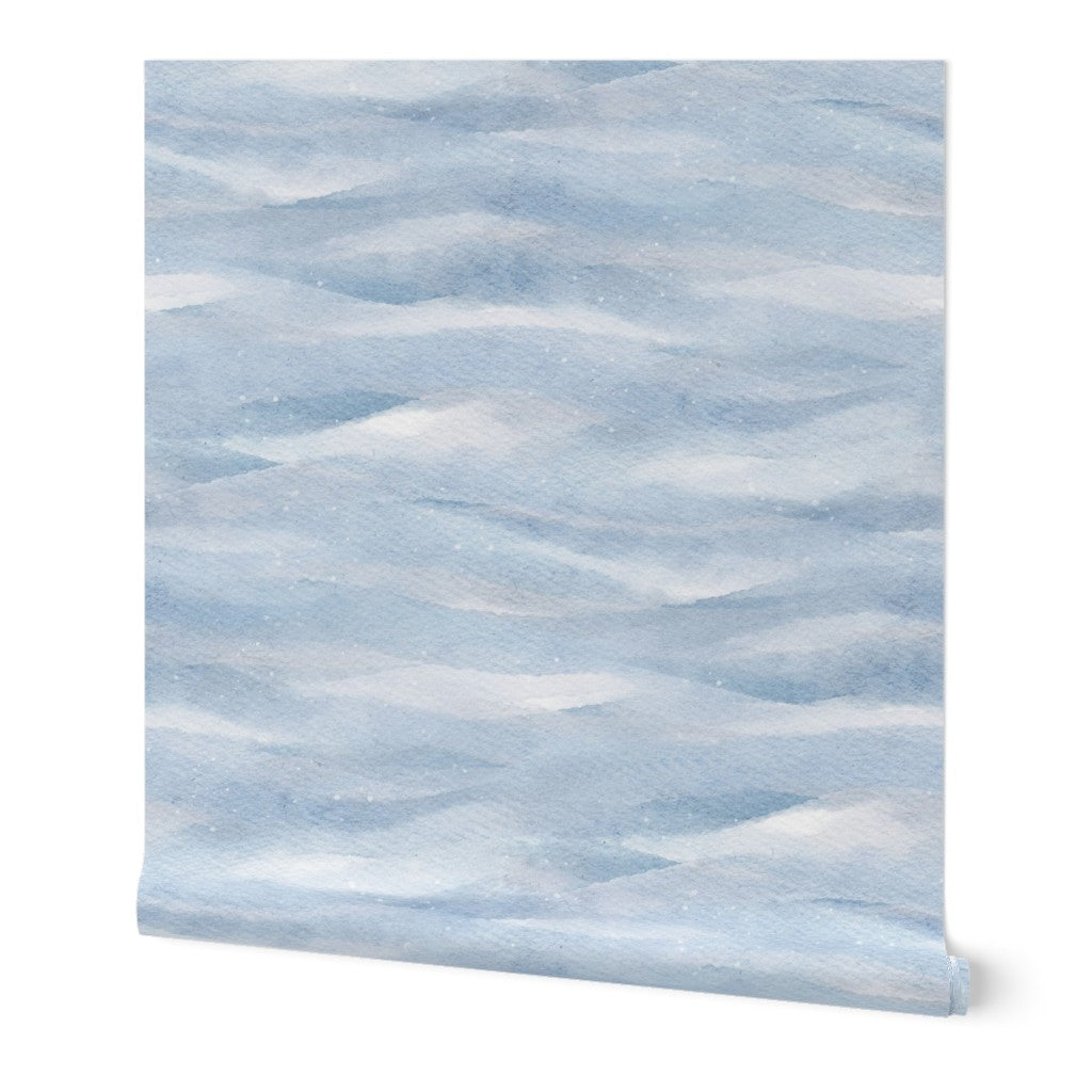 Soft Blue Watercolor Waves Wallpaper