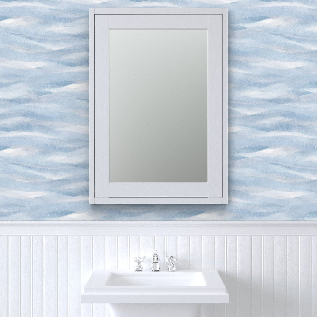 Soft Blue Watercolor Waves Wallpaper