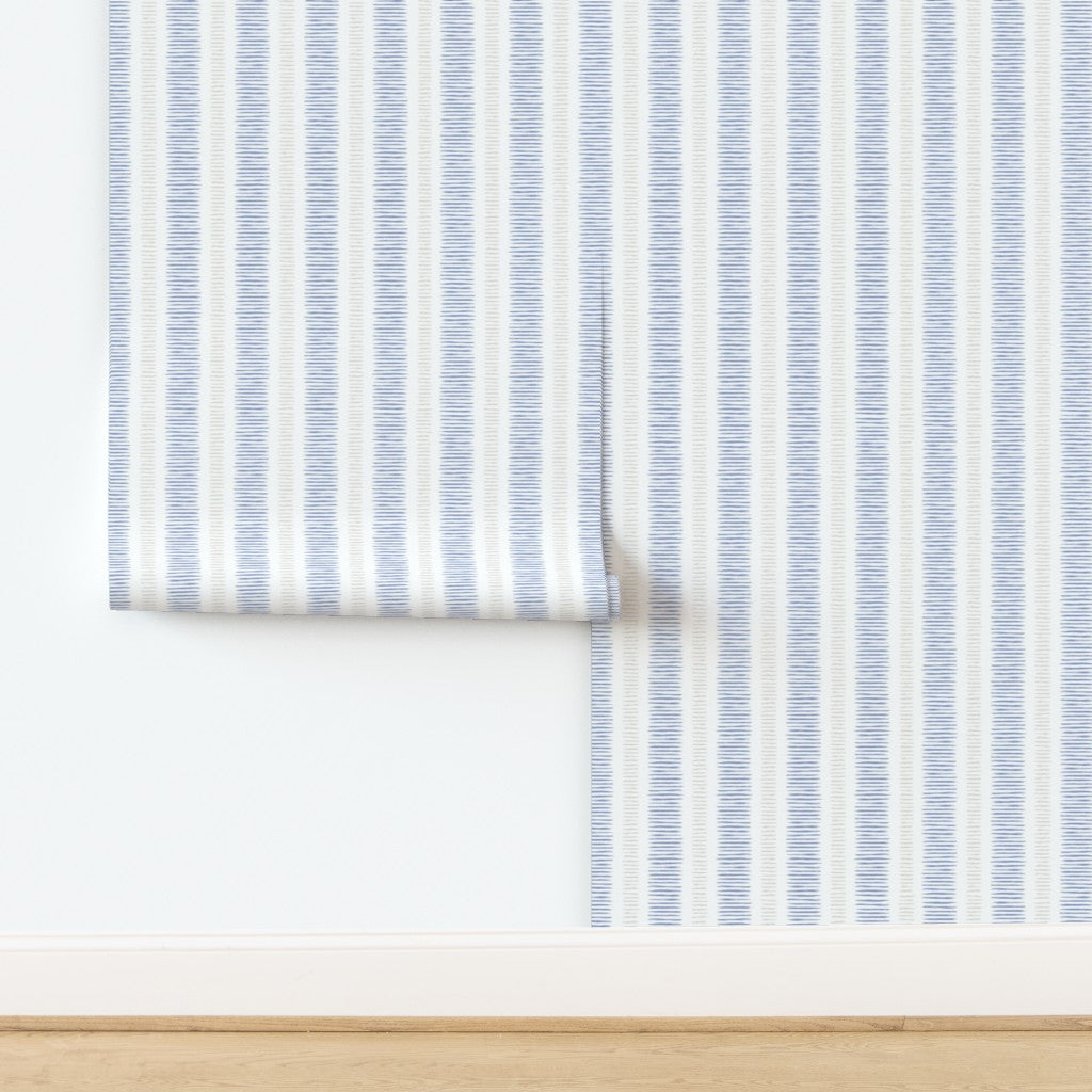 Light Blue Painted Stripe Wallpaper – Modern Coastal Style