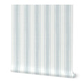 Blue-Gray Ticking Stripe Wallpaper – Textured Linen look