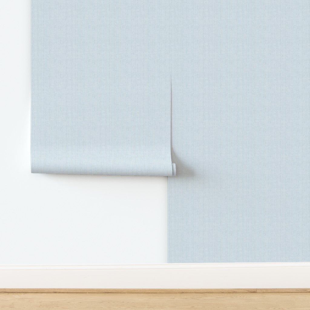 Sky Blue Classic Pinstripe Wallpaper - Modern, Scandinavian Style