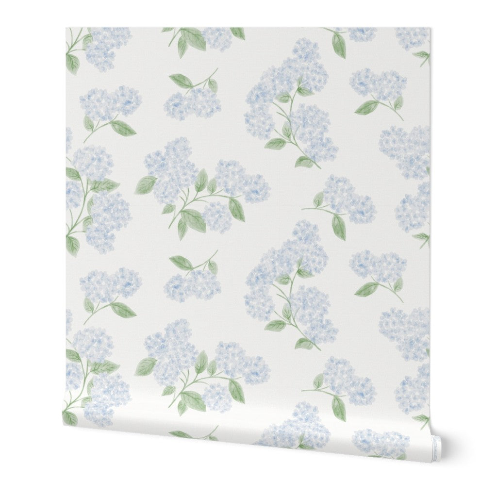 Soft Blue Watercolor Hydrangeas Wallpaper