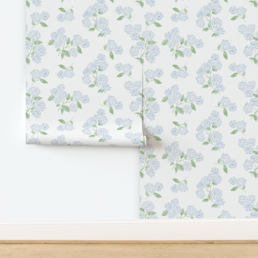 Soft Blue Watercolor Hydrangeas Wallpaper