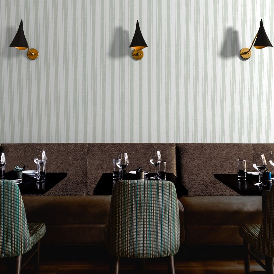 Sage Grey Ticking Stripe Wallpaper - Modern Scandi Style