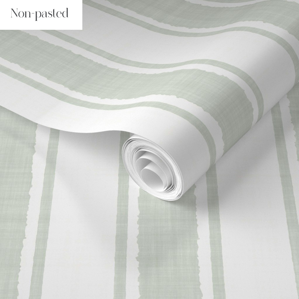 Sage Grey Ticking Stripe Wallpaper - Modern Scandi Style