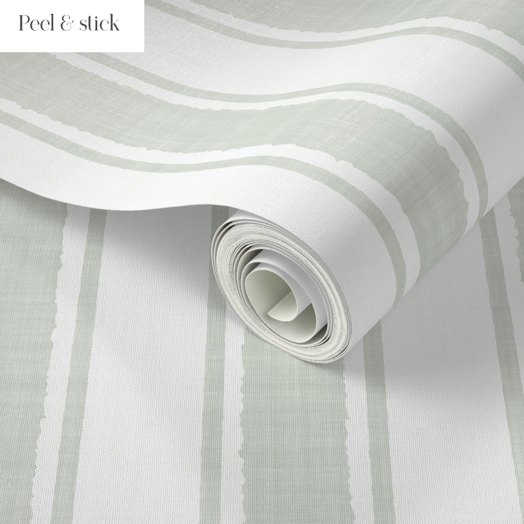Sage Grey Ticking Stripe Wallpaper - Modern Scandi Style