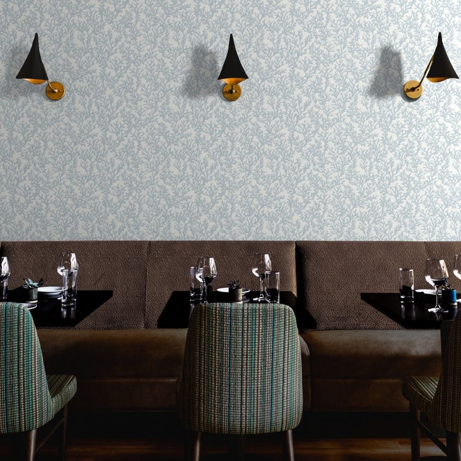 Light Steel Blue Coral Wallpaper - Coastal Style - Watercolor, Textural