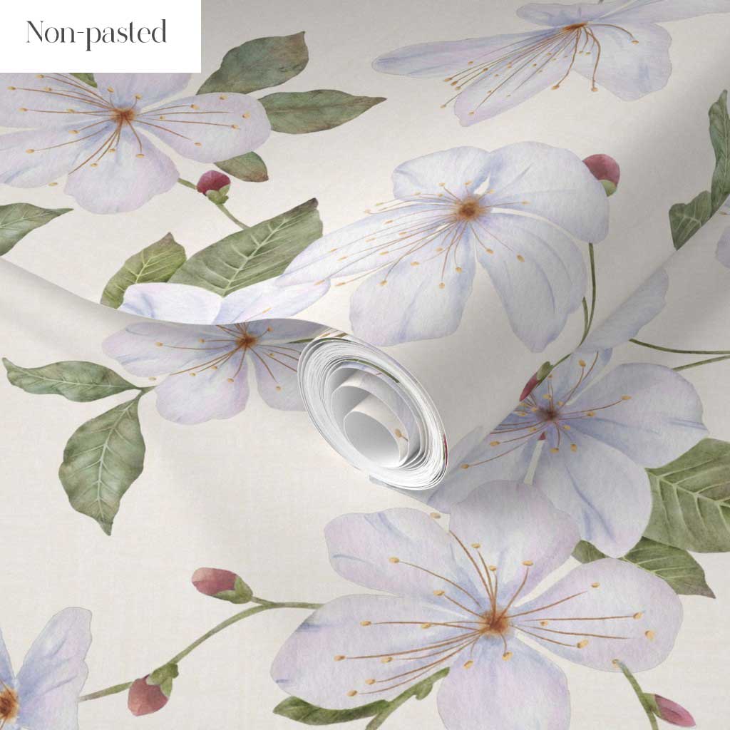 Cream Trailing Watercolour Floral Wallpaper