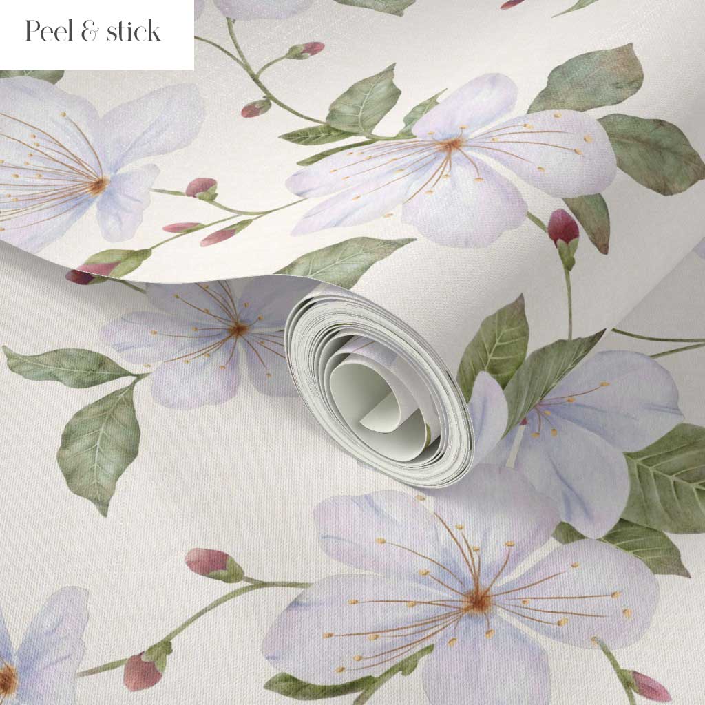 Cream Trailing Watercolour Floral Wallpaper