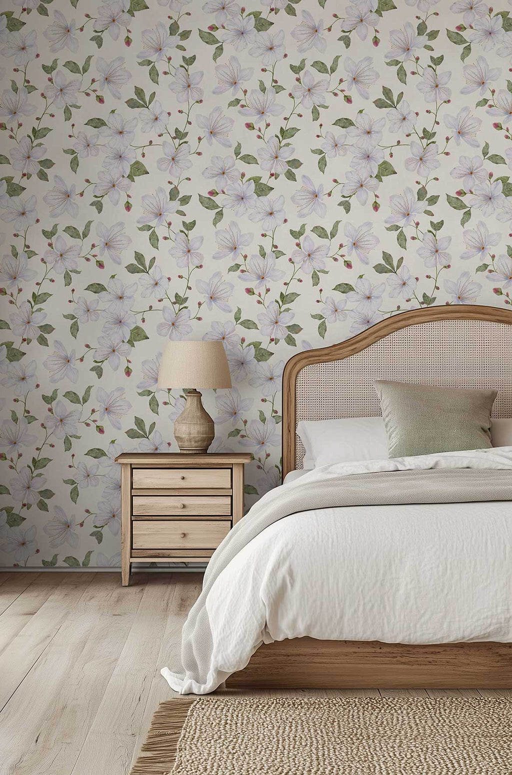 Cream Trailing Watercolour Floral Wallpaper