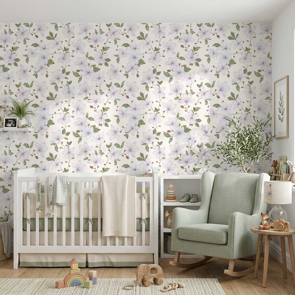 Cream Trailing Watercolour Floral Wallpaper