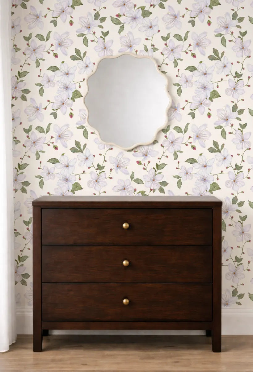 Cream Trailing Watercolour Floral Wallpaper