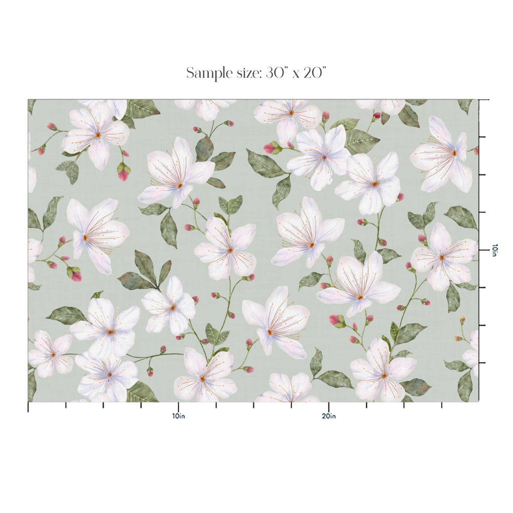 Sage Green Trailing Watercolour Floral Wallpaper