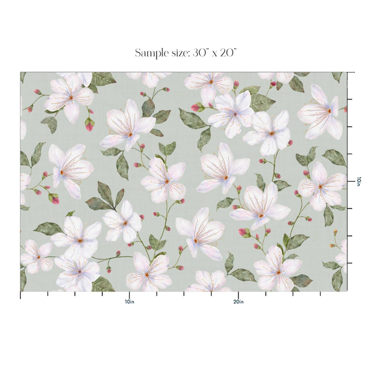 Sage Green Trailing Watercolour Floral Wallpaper