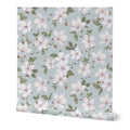 Blue Grey Trailing Watercolour Floral Wallpaper