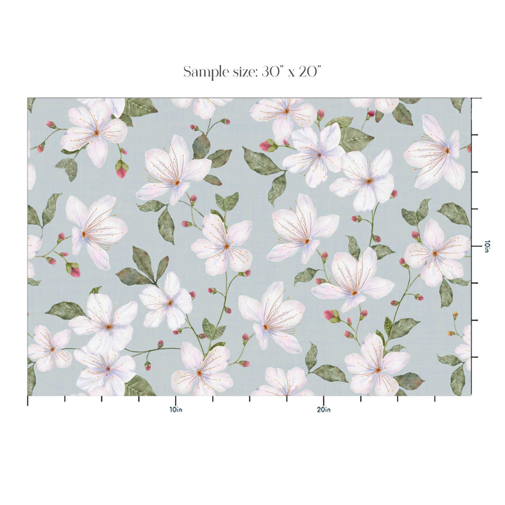 Blue Grey Trailing Watercolour Floral Wallpaper