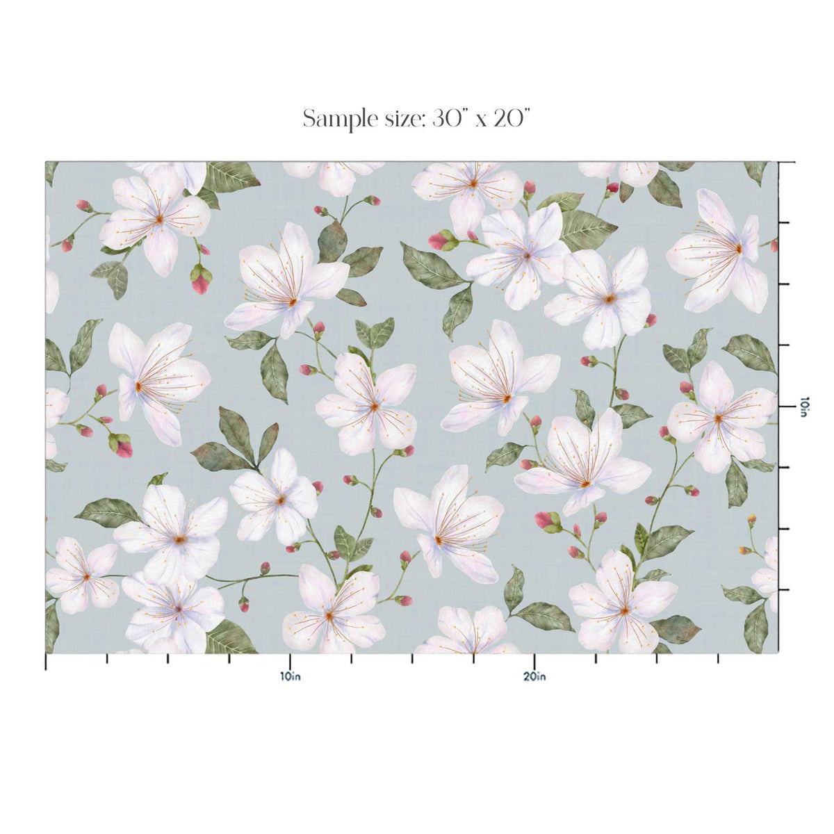 Blue Grey Trailing Watercolour Floral Wallpaper