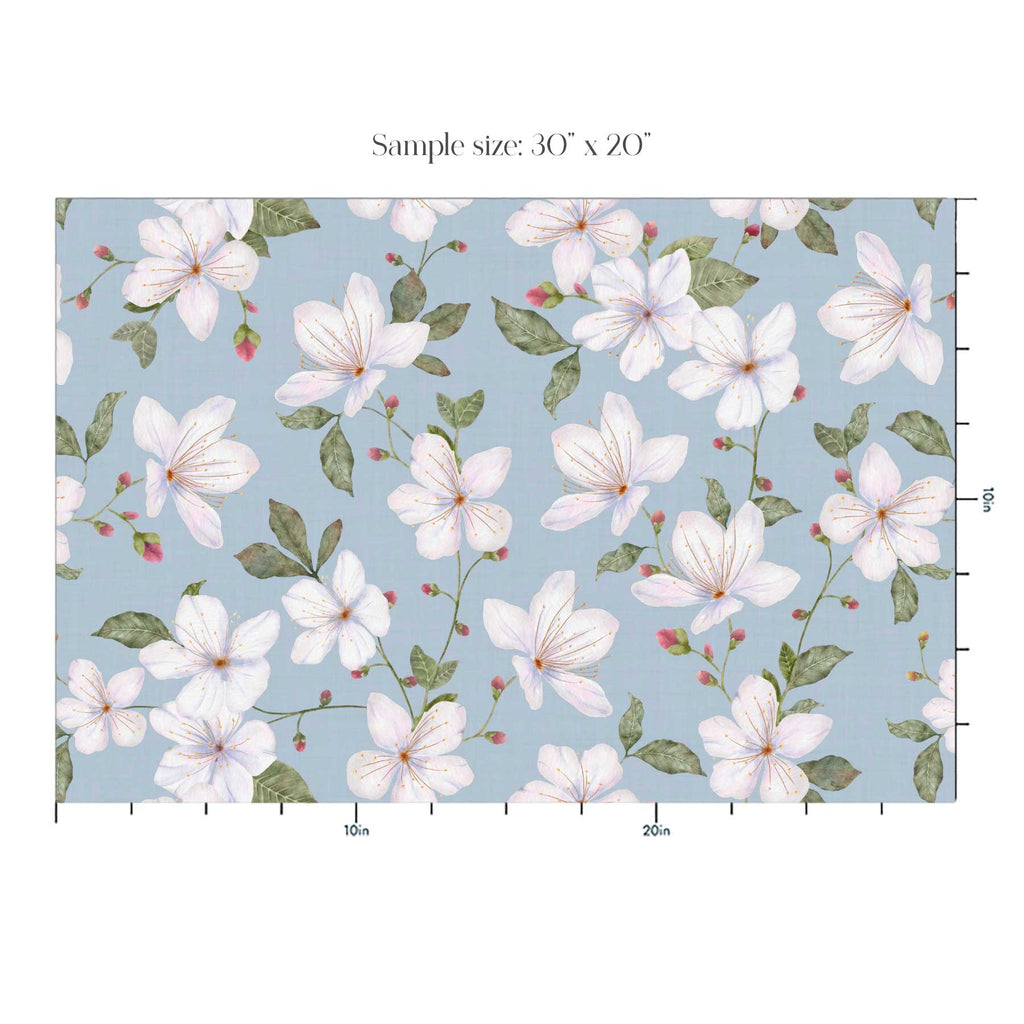 Light Blue Trailing Watercolour Floral Wallpaper