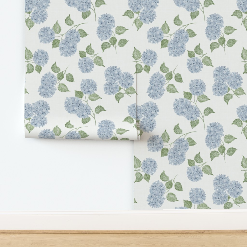 Light Blue Jumbo Watercolour Hydrangeas Wallpaper
