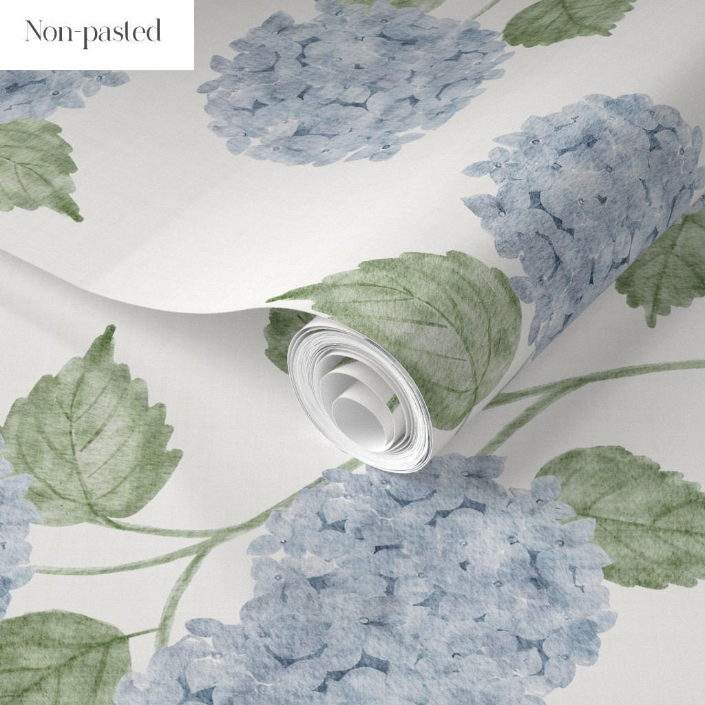 Light Blue Jumbo Watercolour Hydrangeas Wallpaper