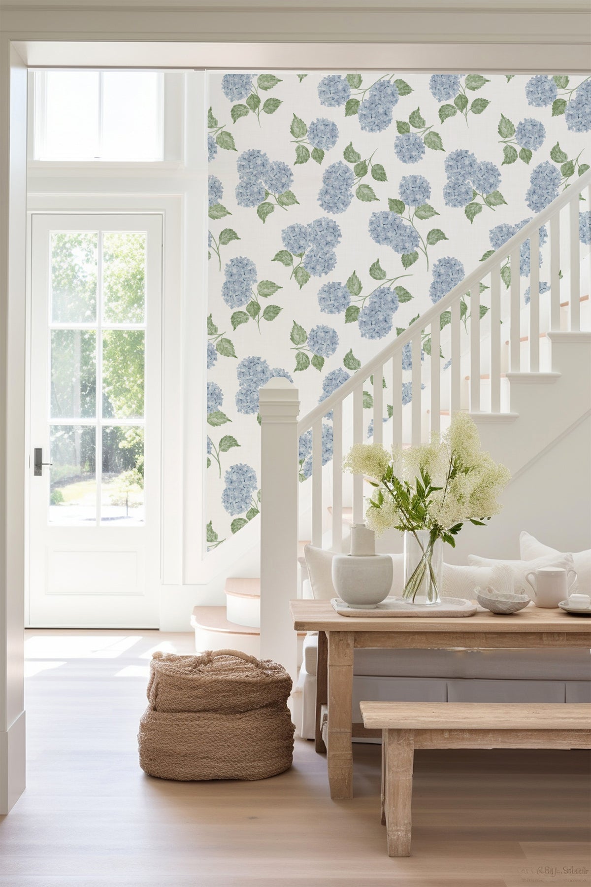 Light Blue Jumbo Watercolour Hydrangeas Wallpaper