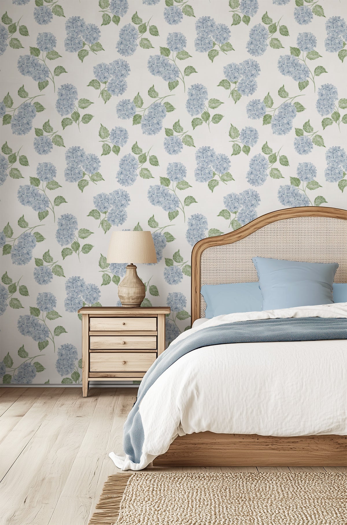 Light Blue Jumbo Watercolour Hydrangeas Wallpaper