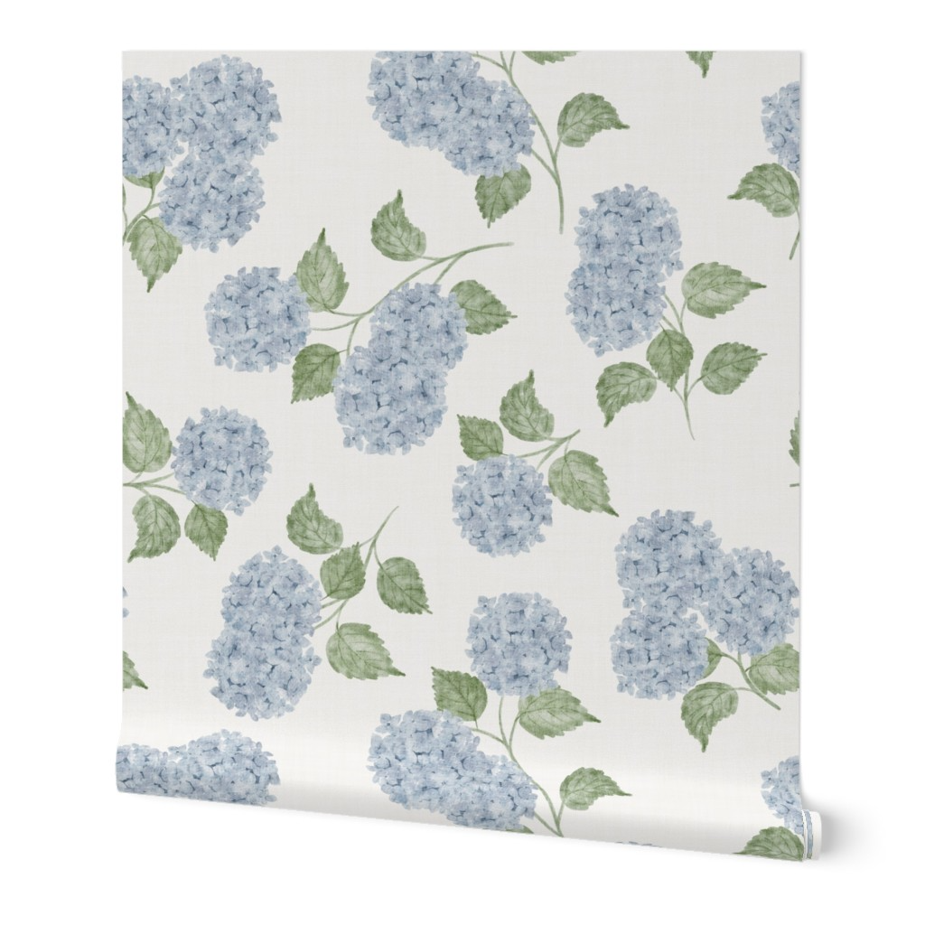 Light Blue Jumbo Watercolour Hydrangeas Wallpaper