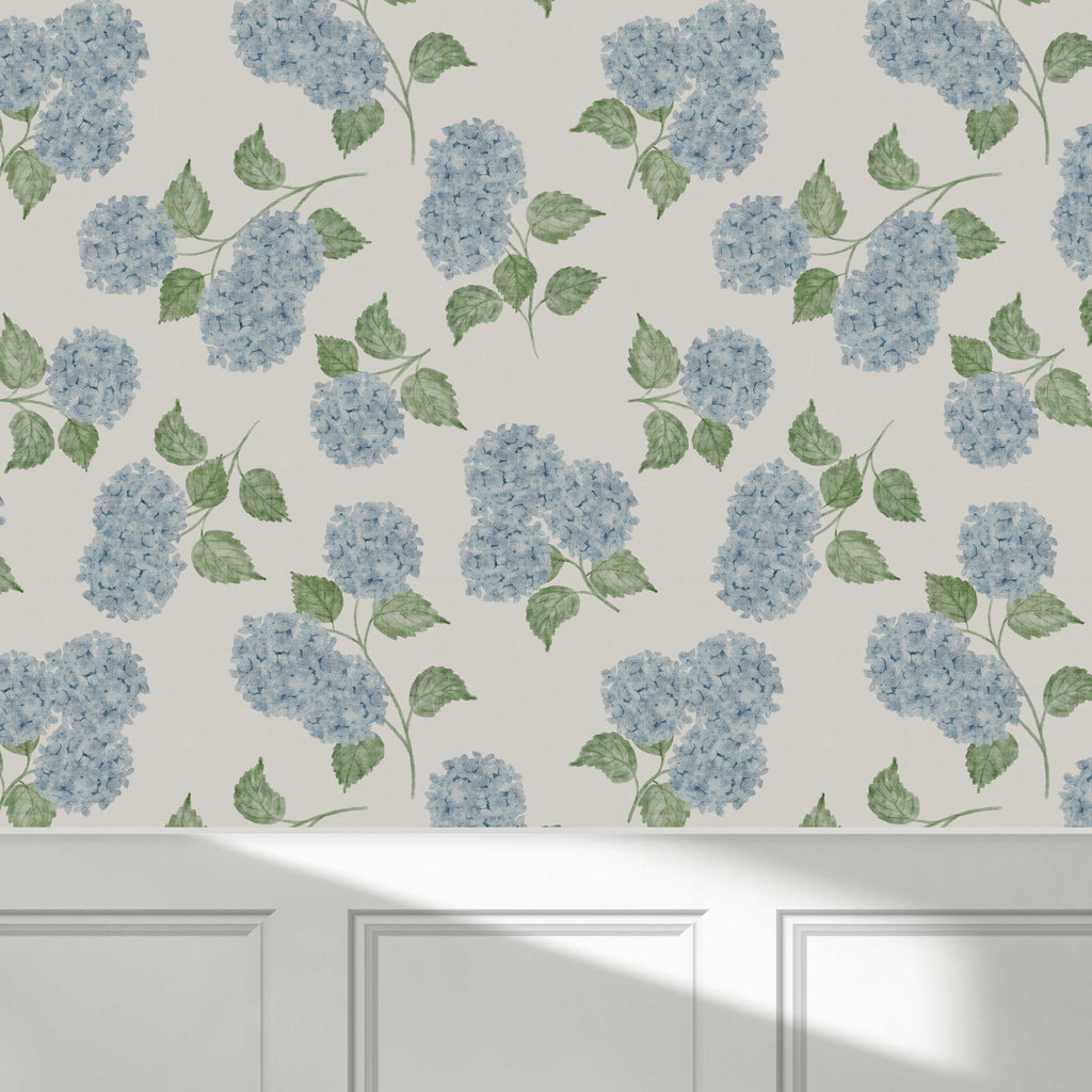 Light Blue Jumbo Watercolour Hydrangeas Wallpaper