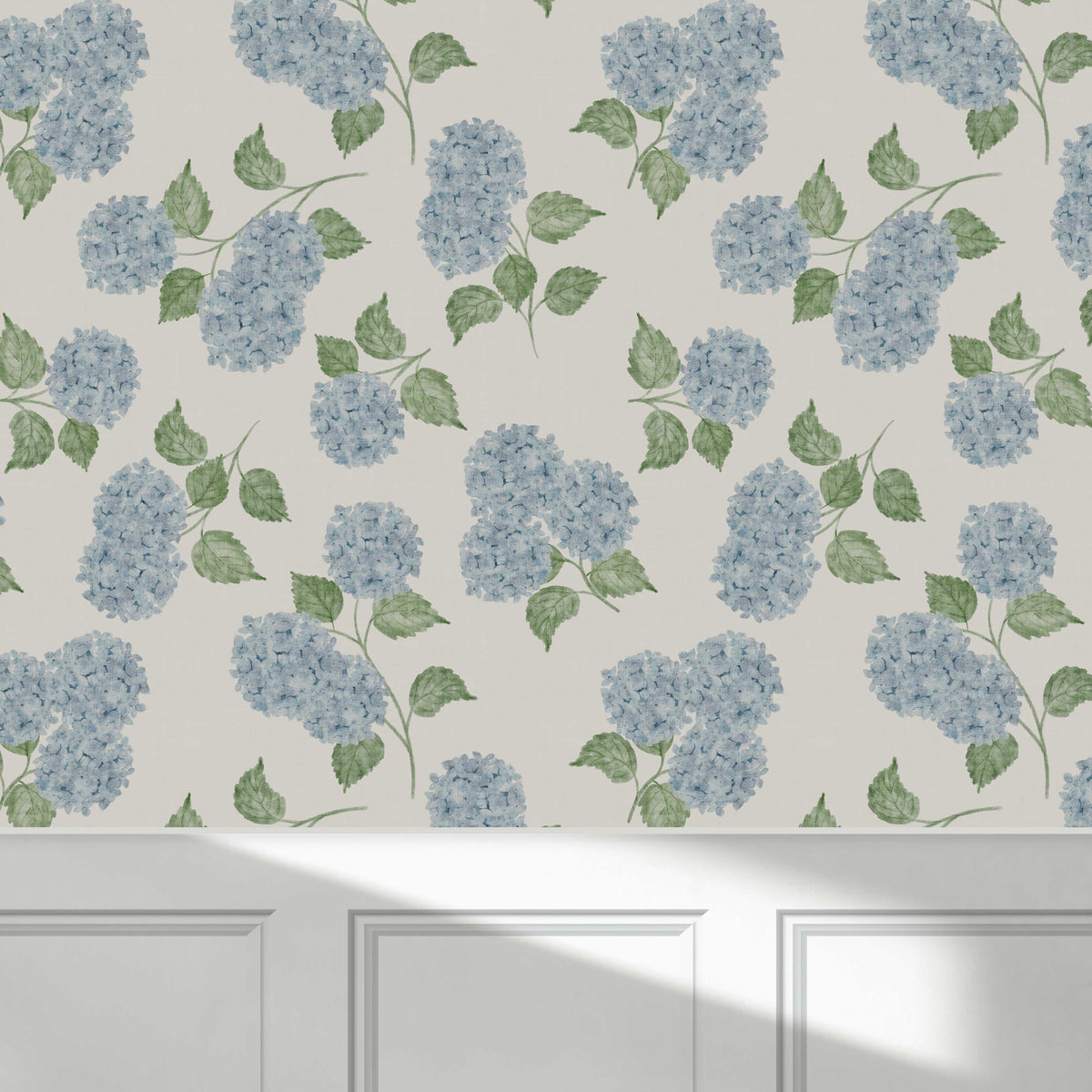 Light Blue Jumbo Watercolour Hydrangeas Wallpaper