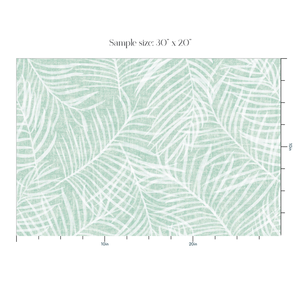Mint Green Palm Leaf Wallpaper - Modern Coastal Style