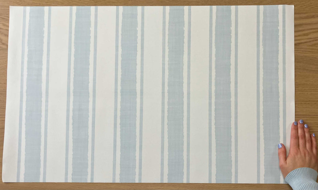 Blue-Gray Ticking Stripe Wallpaper – Textured Linen look