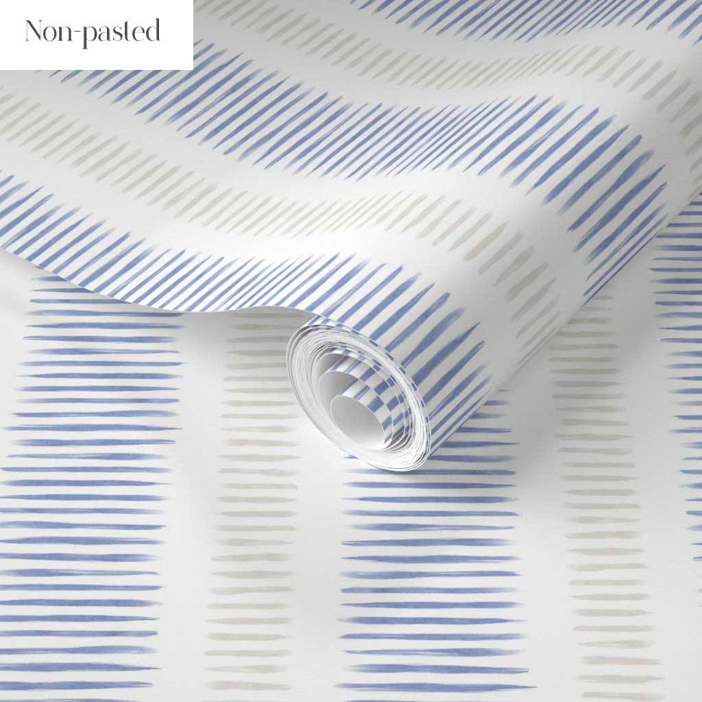 Light Blue Painted Stripe Wallpaper – Modern Coastal Style