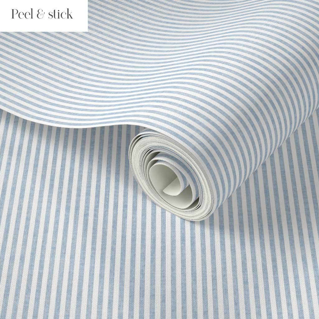 Sky Blue Classic Pinstripe Wallpaper - Modern, Scandinavian Style